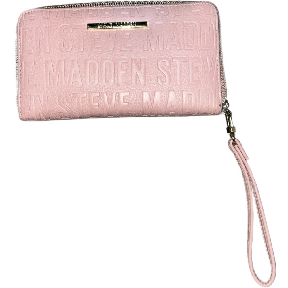 Steve Madden Blush Colored Faux Leather Large Zip Around Wallet